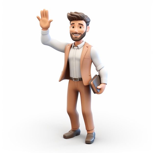 Illustrazione 3d del personaggio dei cartoni animati dell'uomo d'affari che indossa giacca e cravatta