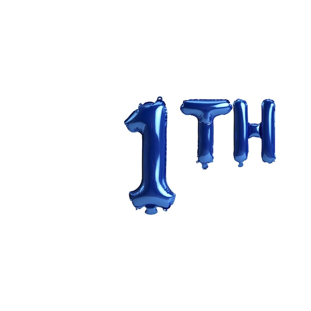 Illustrazione 3d del primo palloncino blu isolato su sfondo bianco