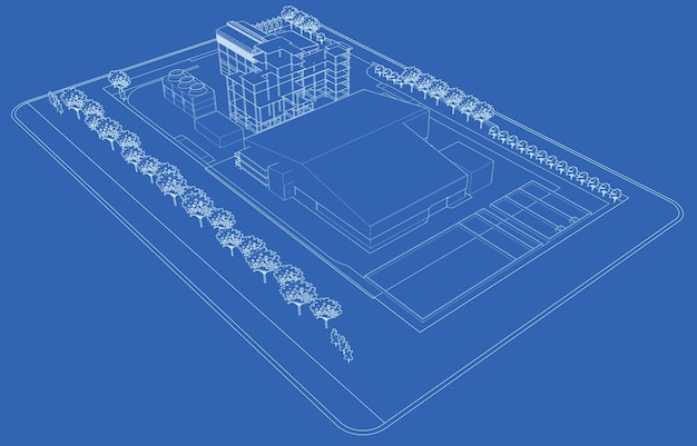 Illustrazione 3D del progetto di costruzione