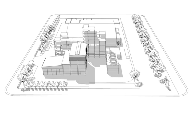 Illustrazione 3D del progetto di costruzione