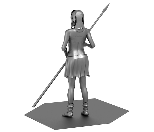 illustrazione 3D del rendering di cg del carattere della donna del guerriero