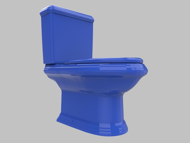 Illustrazione 3d del sedile blu del wc