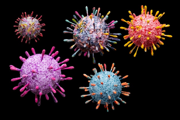 Illustrazione 3D del set di virus COVID-19