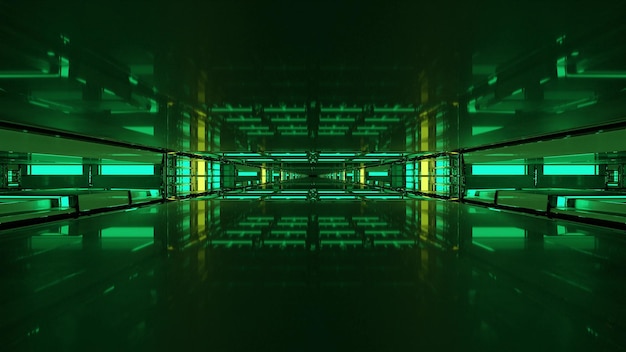 Illustrazione 3D del tunnel 4K UHD con luci al neon