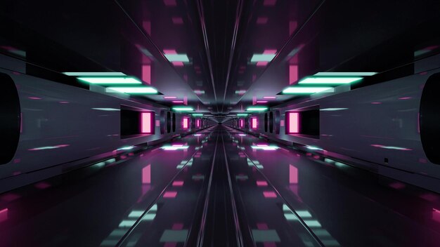 Illustrazione 3D del tunnel buio infinito dritto in 4K UHD