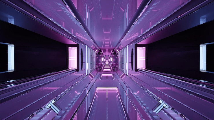 Foto illustrazione 3d del tunnel futuristico 4k uhd