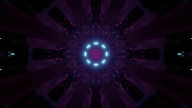 Illustrazione 3D del tunnel scuro con motivo simmetrico