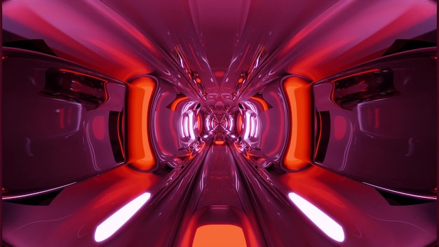 Illustrazione 3d del tunnel UHD 4K rosso rotondo futuristico