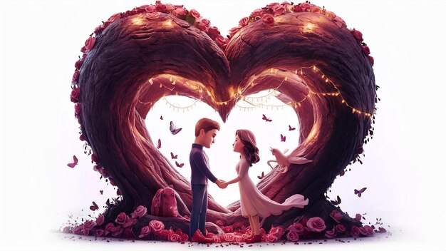 Illustrazione 3D dell'amore su uno sfondo bianco