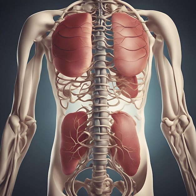 Illustrazione 3D dell'anatomia del corpo umano Organi interni del corpo umano