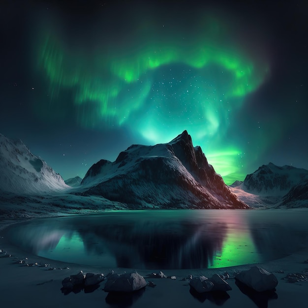 Illustrazione 3d dell'aurora boreale