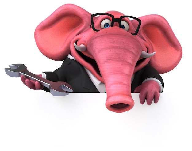 Illustrazione 3D dell'elefante rosa