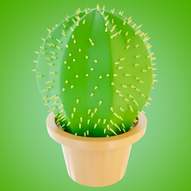 Illustrazione 3D dell'icona del cactus verde