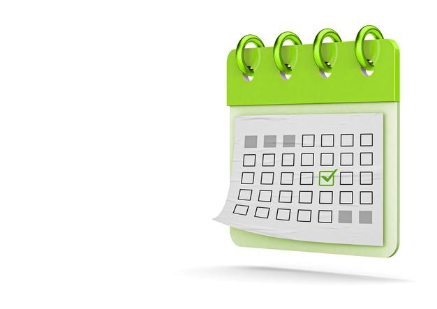 Illustrazione 3D dell'icona del calendario con l'icona della data dell'evento 3d rendering