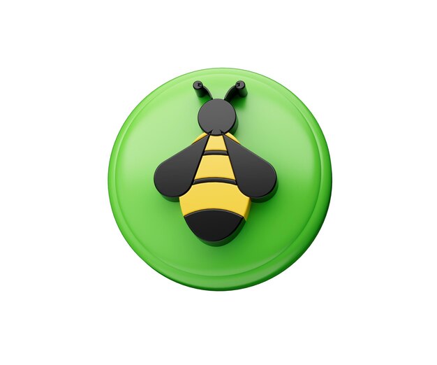 Illustrazione 3d dell'icona dell'ape del miele isolata su sfondo bianco