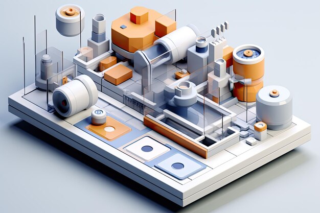 Illustrazione 3d dell'interfaccia UI UX