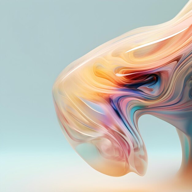 illustrazione 3D dell'onda di movimento fluido traslucido colorato lucido moderno
