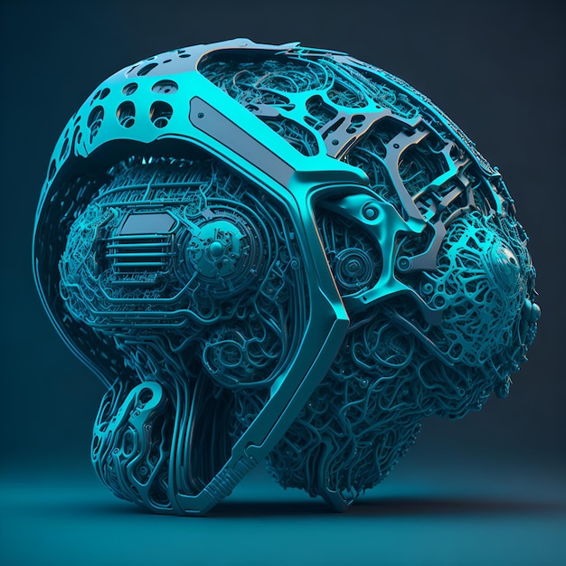 Illustrazione 3d dell'organo cerebrale robotico Scifi