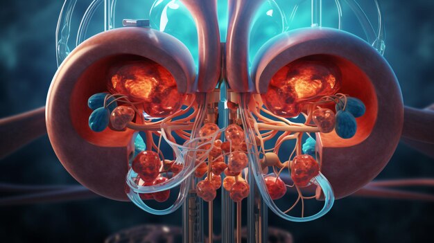 Illustrazione 3D dell'organo interno dei reni