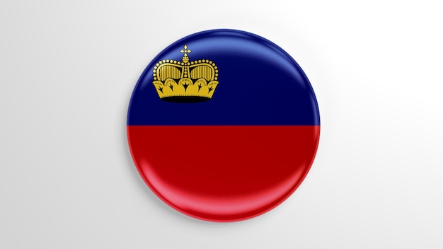 Illustrazione 3D della bandiera del Liechtenstein con perno rotondo