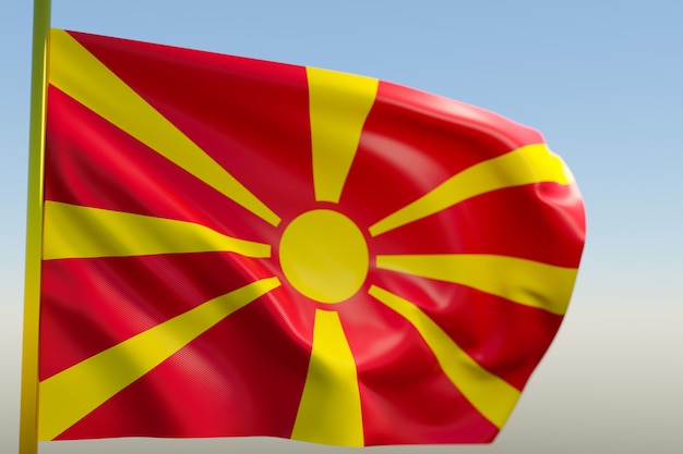 Illustrazione 3D della bandiera nazionale della Macedonia