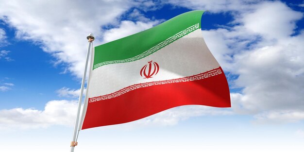 Illustrazione 3D della bandiera sventolante dell'Iran