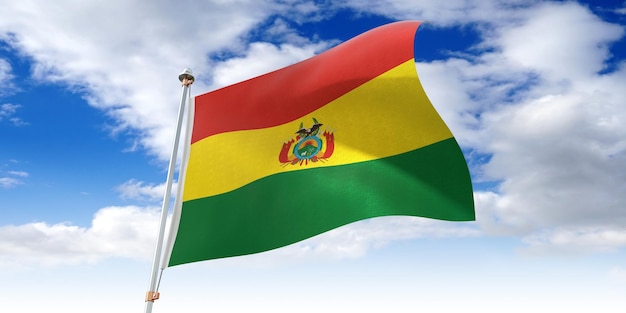Illustrazione 3D della bandiera sventolante della Bolivia