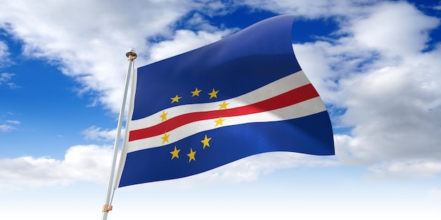 Illustrazione 3D della bandiera sventolante di Capo Verde