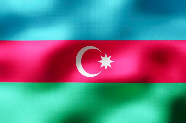 Illustrazione 3d della bandiera tessile dell'Azerbaigian