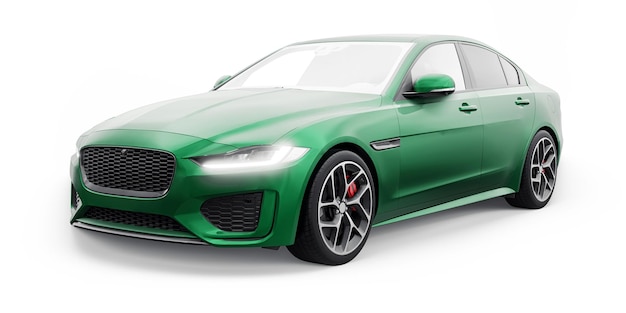 Illustrazione 3D della berlina sportiva Premium verde