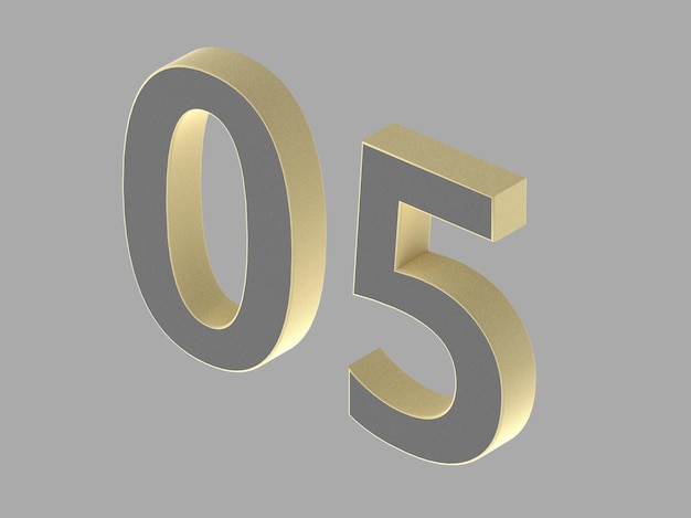 Illustrazione 3d della cifra del numero d'oro uno due tre