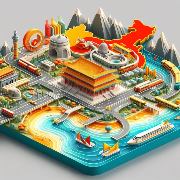 Illustrazione 3D della Cina