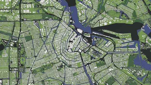 Illustrazione 3D della città di Amsterdam e degli edifici di massa