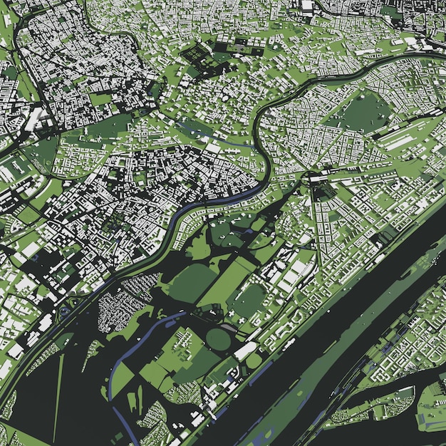 Illustrazione 3D della città di Vienna e degli edifici di massa