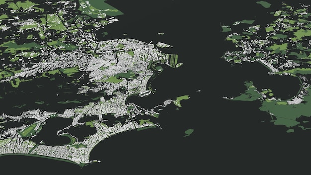 Illustrazione 3D della città e degli edifici di massa a Rio de Janeiro