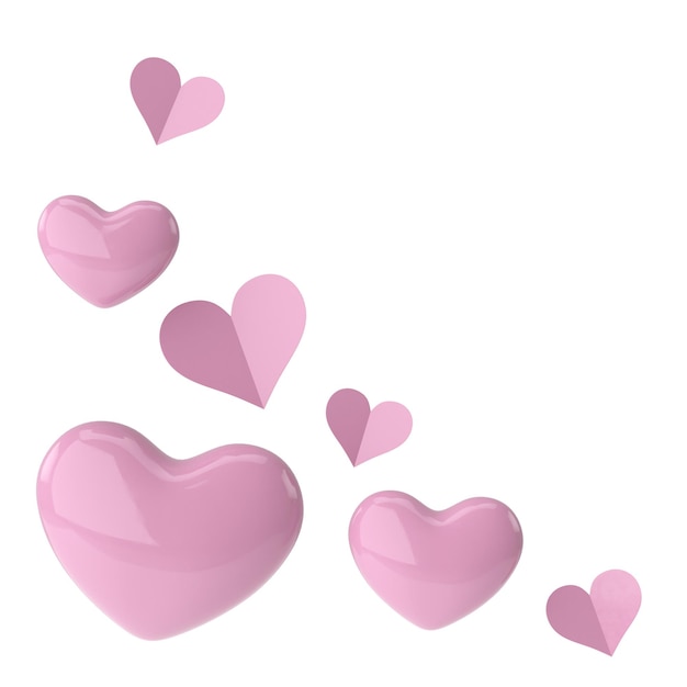 Illustrazione 3D della decorazione di San Valentino a forma di cuore