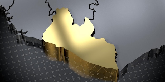 Illustrazione 3D della forma del paese della Liberia