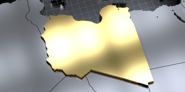 Illustrazione 3D della forma del paese della Libia