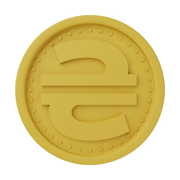 Illustrazione 3D della grivna della moneta d'oro isolata su uno sfondo bianco
