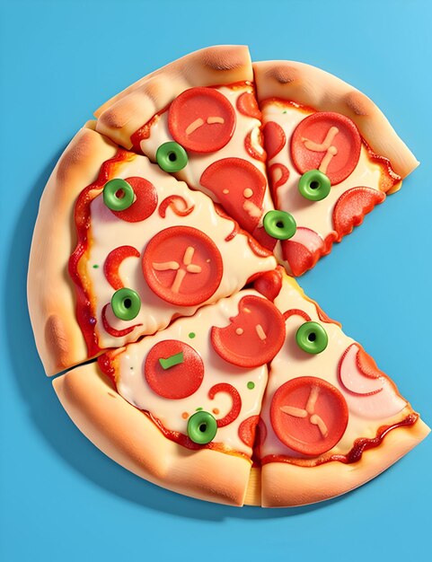 illustrazione 3d della mascotte della pizza AI generativa