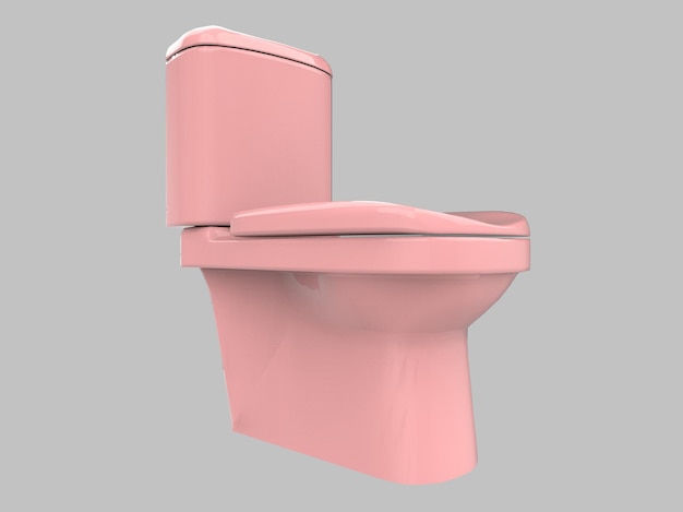 Illustrazione 3d della porcellana del wc del bagno della toilette dell'armadio rosa