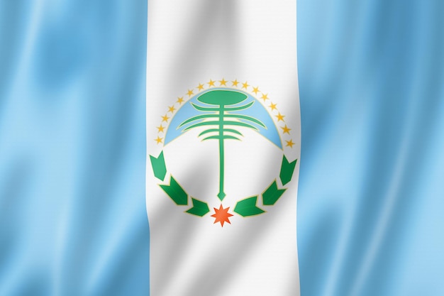 Illustrazione 3D della raccolta di banner sventolanti della bandiera della provincia di Neuquen Argentina