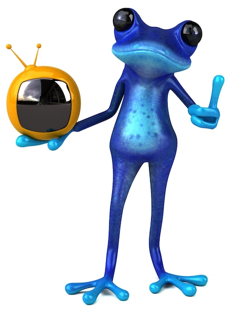Illustrazione 3D della rana blu divertente
