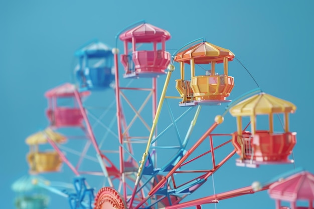 Illustrazione 3D della ruota panoramica sullo sfondo in stile bokeh