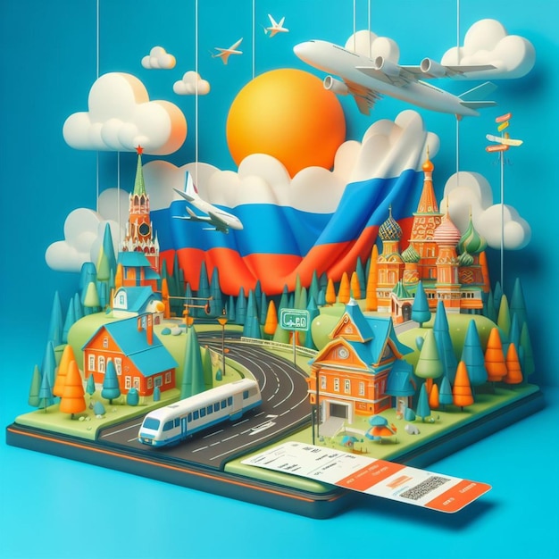 Illustrazione 3D della Russia con sfondo grigio