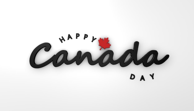 Illustrazione 3D della scritta Canada Day nei colori della bandiera nazionale