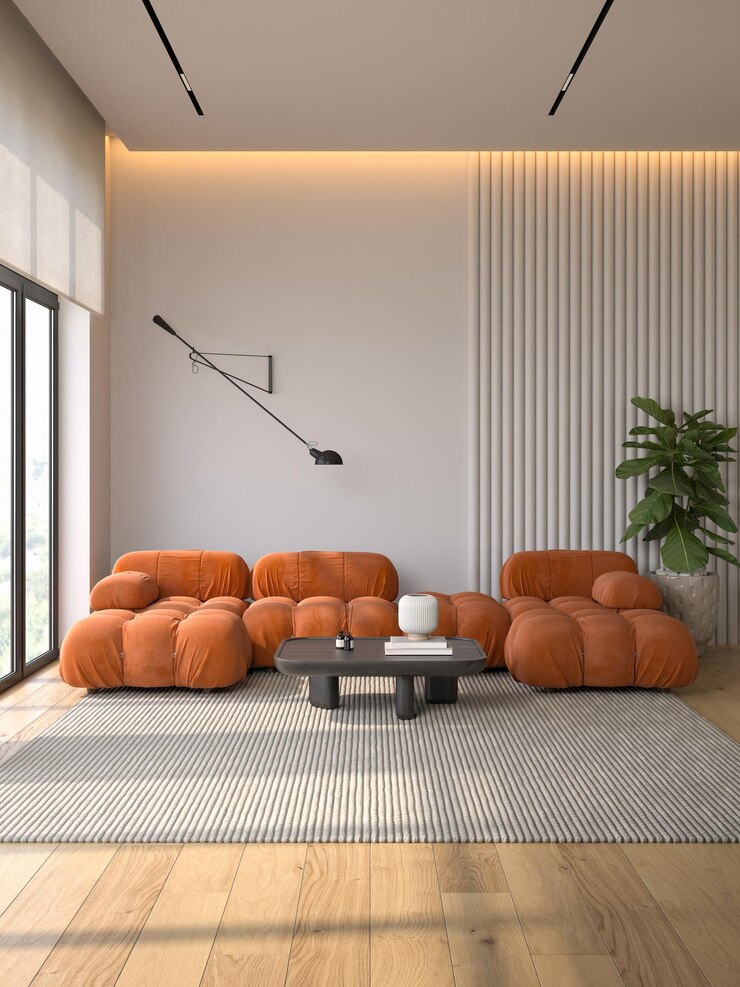 Illustrazione 3d della stanza interna concettuale di stile moderno