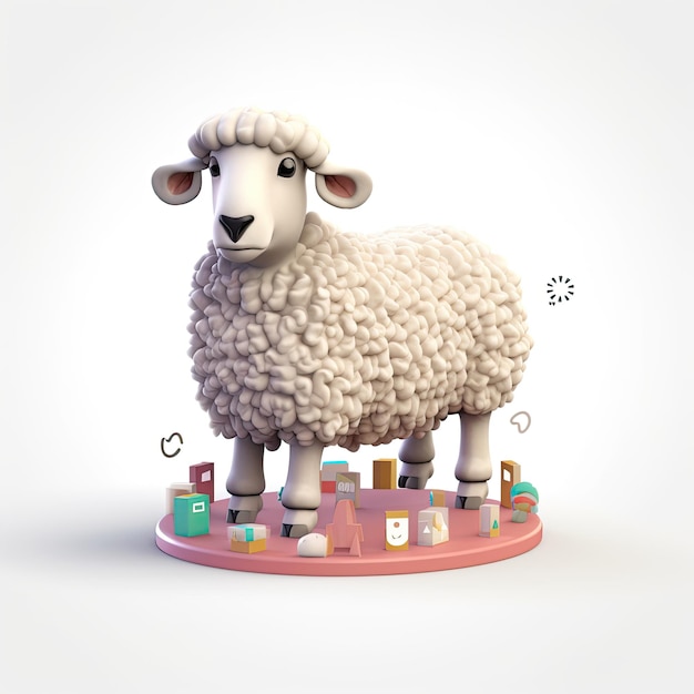 Illustrazione 3D delle pecore del poster di auguri di Eid Al Adha generato dall'IA