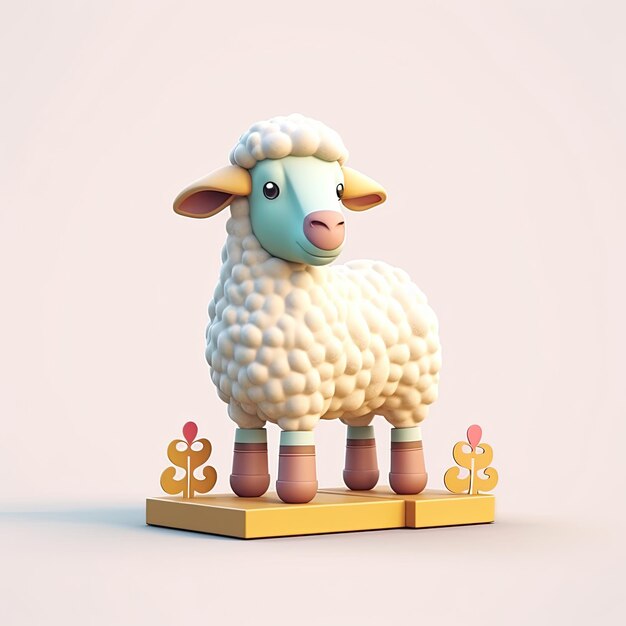 Illustrazione 3D delle pecore del poster di auguri di Eid Al Adha generato dall'IA