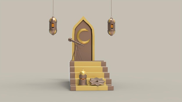 Illustrazione 3D dello sfondo del Ramadan Kareem 3D